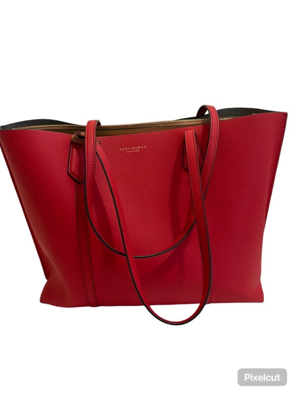 Tory Burch Perry Triple-Compartment Leather Tote Bag-Red
